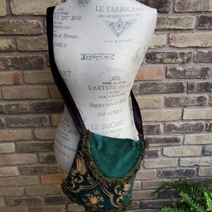 Tapestry Purse, Renaissance, Victorian, Ren Faire, Cosplay, Brocade, Christmas Gift Green