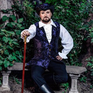 Leather Pirate Captain&#39;s Hat -Purple and Black