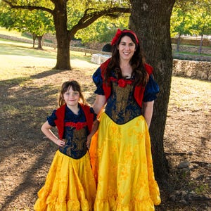 Storybook Princess Snow White Costume, Renaissance, Steampunk, Authentic Victorian Steel Boned Overbust Corset, with Red Velvet Jacket