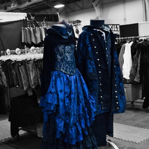 Royal Blue Pirate Ballgown, Pirate Dress, Victorian, Vampire Ballgown, Renaissance Corset, Halloween, Steampunk Wedding, Masquerade