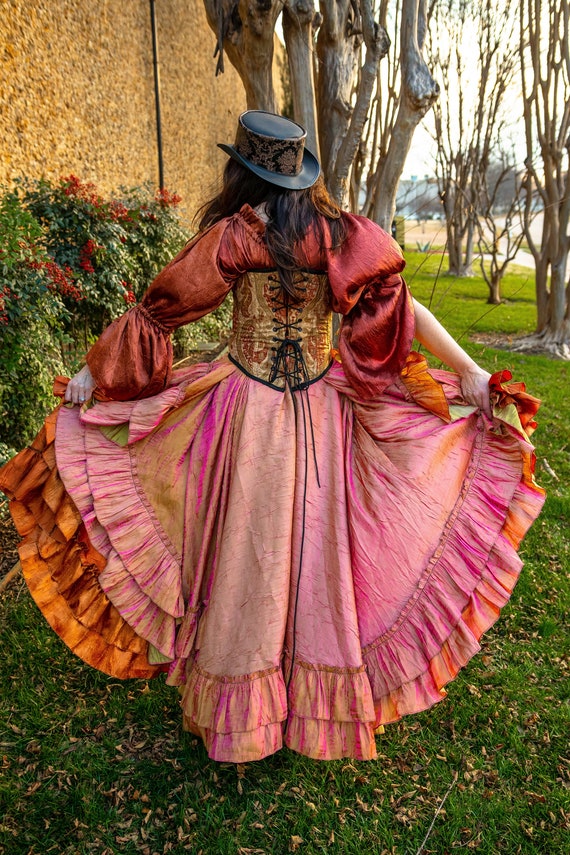 Pink Saloon Skirt, Steampunk, Victorian, Medieval, Renaissance, Western,  Ruffles Long Cotton, Wild West World, Western, Fair, Ren Fest -  Canada