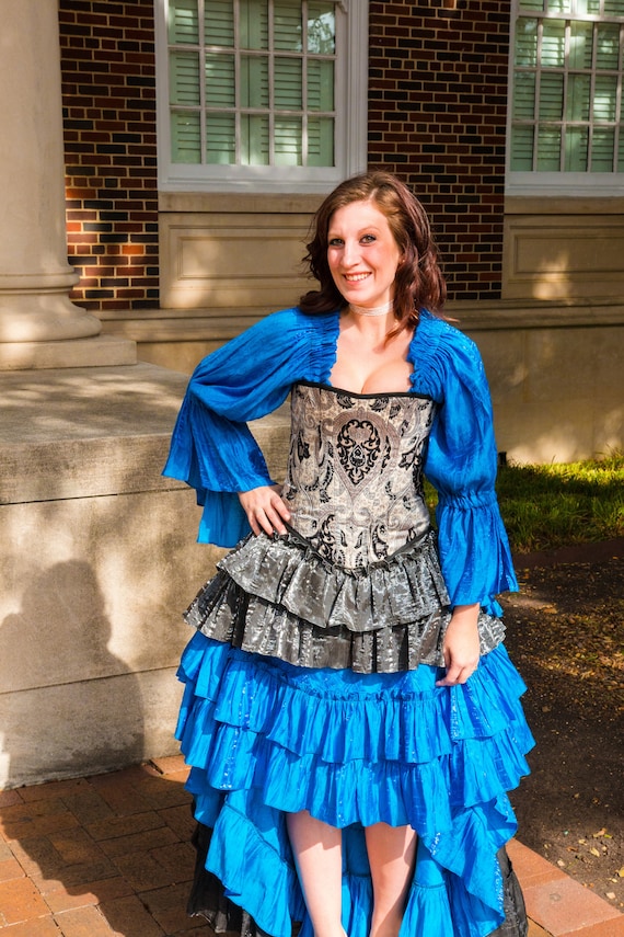 Blue with Black Lace Overlay Underbust Corset – Faire Treasures