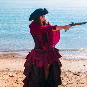 Burgundy Cotton Chemise, Pirate, Steampunk, Victorian, Renaissance, Western, Dustpunk, Peasant Blouse, Pirate, Fairy, Shirt, Top