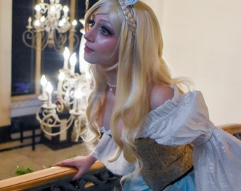 Alice in Wonderland Inspired Corset Costume, Fancy, Steampunk, Victorian, Cosplay, Halloween, Romantic, Princess, Fairy Tale Fantasy