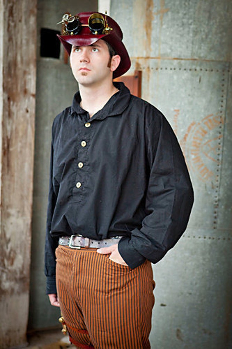 Steampunk Men’s Shirts Victorian Mens Shirt Buttondown Steampunk Renaissance Western Dustpunk Wild West West World Long Sleeve Ren Fair Festival $83.00 AT vintagedancer.com