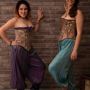 Purple and Teal Harem Pants, Pantaloons,  Victorian, Steampunk, Arabian Nights, Princess Jasmine. Lace