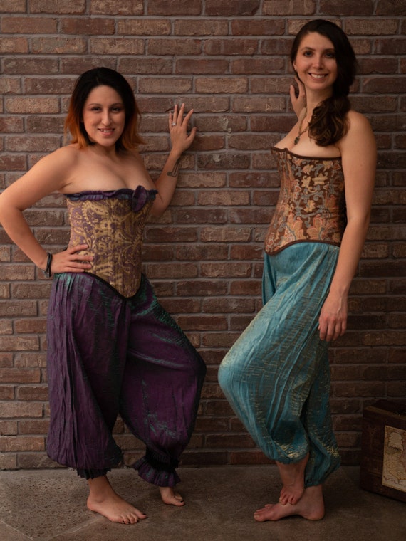 Purple and Teal Harem Pants, Pantaloons, Victorian, Steampunk, Arabian  Nights, Princess Jasmine. Lace
