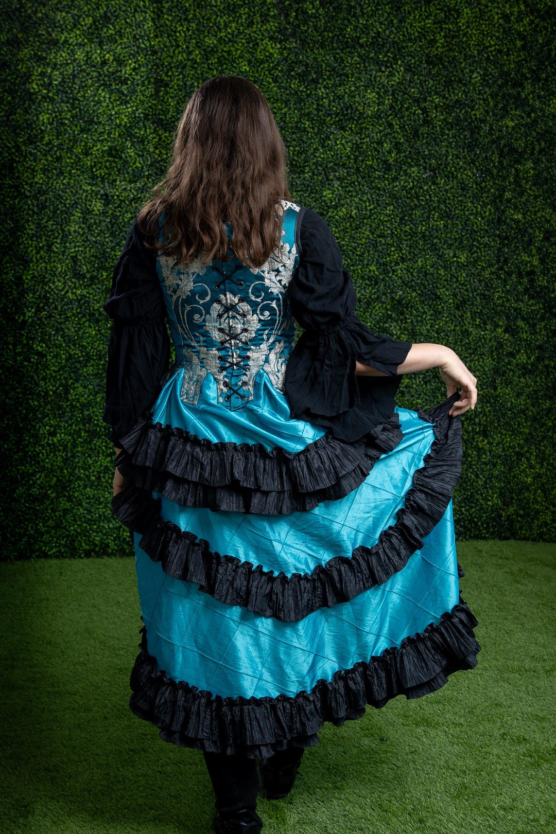 Teal Diamond With Black Ruffles Wild West Skirt, Renaissance, Steampunk ...