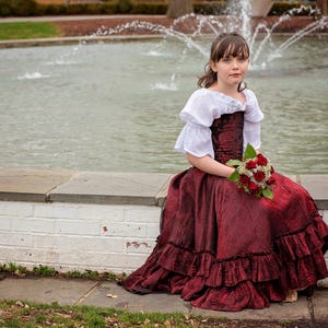 Kinderkostüm, Prinzessin Birthday Party, Hochzeit, Sommer Prinzessin Kostüm, Blumenmädchen Kleid, Halloween, Rot, Steampunk Korsett Cosplay