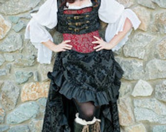 Black Steampunk Skirt, Victorian, Steampunk, Clothing, Pirate, Cosplay, Hi-Low, Costume, Renaissance Festival, Ren Faire Fair, Fest, Cosplay