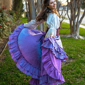 Lavander Fancy Saloon Skirt, Rapunzel, Fairy, Princess, Ruffle, Victorian, Western, Steampunk, Renaissance Festival, Light Purple, Skirt