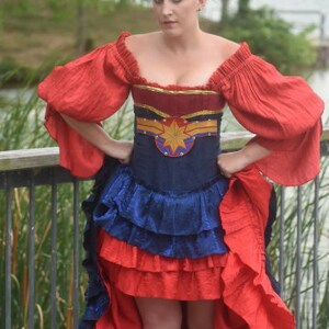 Red Fancy Saloon Skirt, Renaissance Faire Costume, Ren Fest Cosplay, Traveler, Pirate, Princess, Long Skirt, Circle Skirt image 7