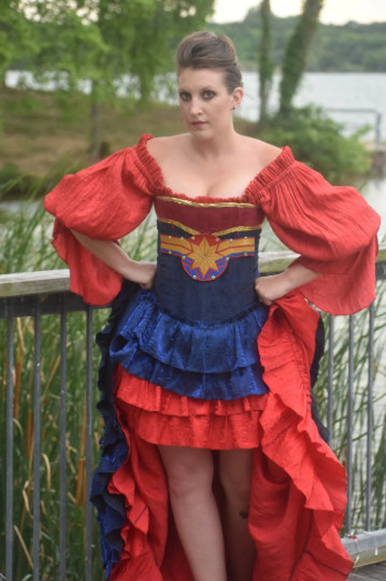 Red Fancy Saloon Skirt, Renaissance Faire Costume, Ren Fest Cosplay, Traveler, Pirate, Princess, Long Skirt, Circle Skirt image 7