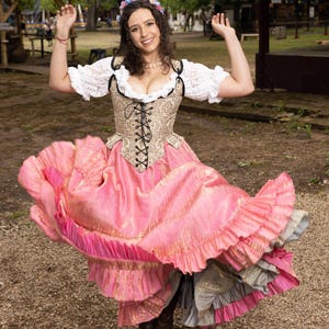 Flamingo Pink Fancy Saloon Skirt, Pink, Steampunk, Victorian, Renaissance Festival, Ren Fair, Fairy, Costume, Cosplay, Ruffle Skirt,