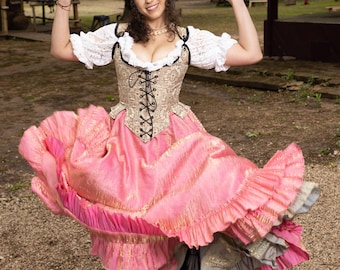 Flamingo Pink Fancy Saloon Rock, Pink, Steampunk, Viktorianisch, Renaissance Festival, Ren Fair, Fee, Kostüm, Cosplay, Rüschenrock,