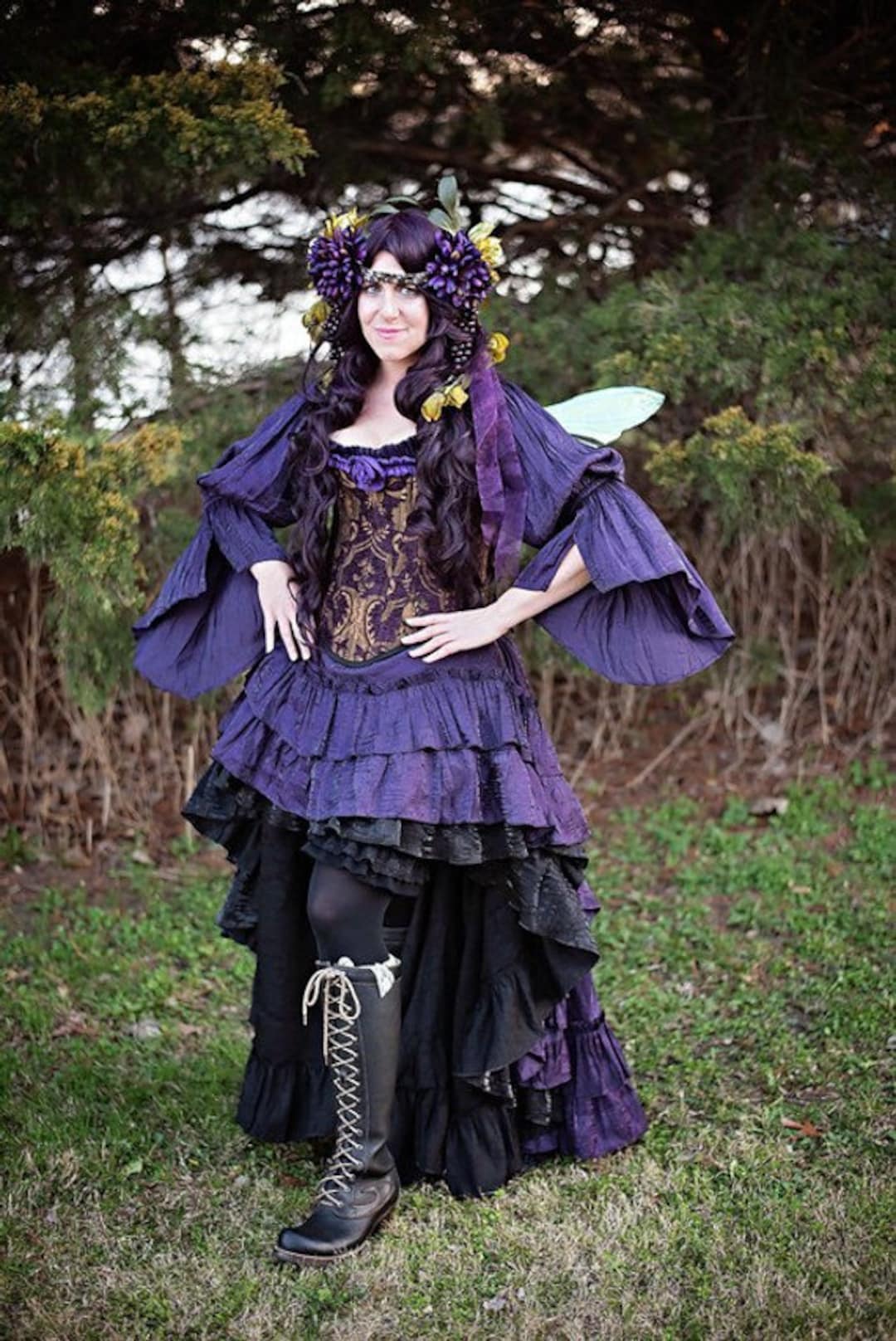 Dark Plum Fancy Saloon Skirt, Fairy, Princess, Ruffle, Victorian