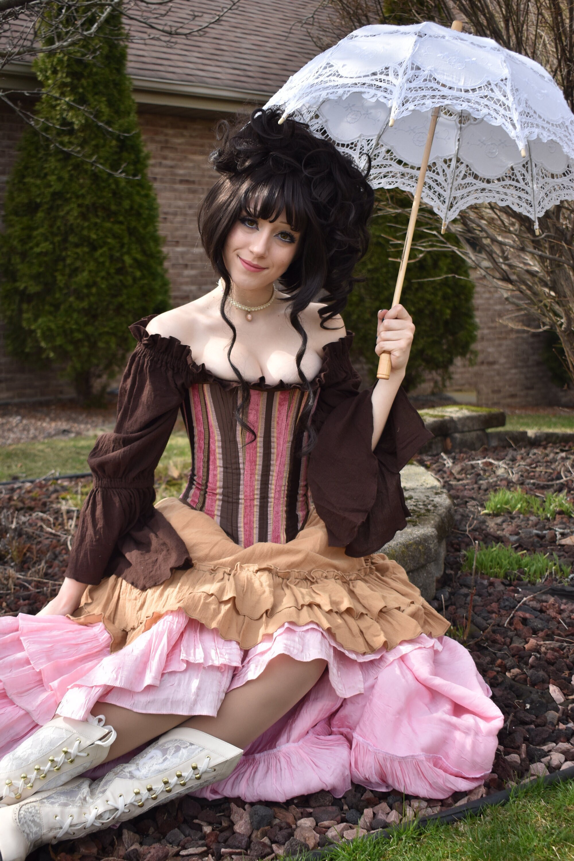 Amazon.com: Women Gothic Ruffle Corset Court Puff Sleeve