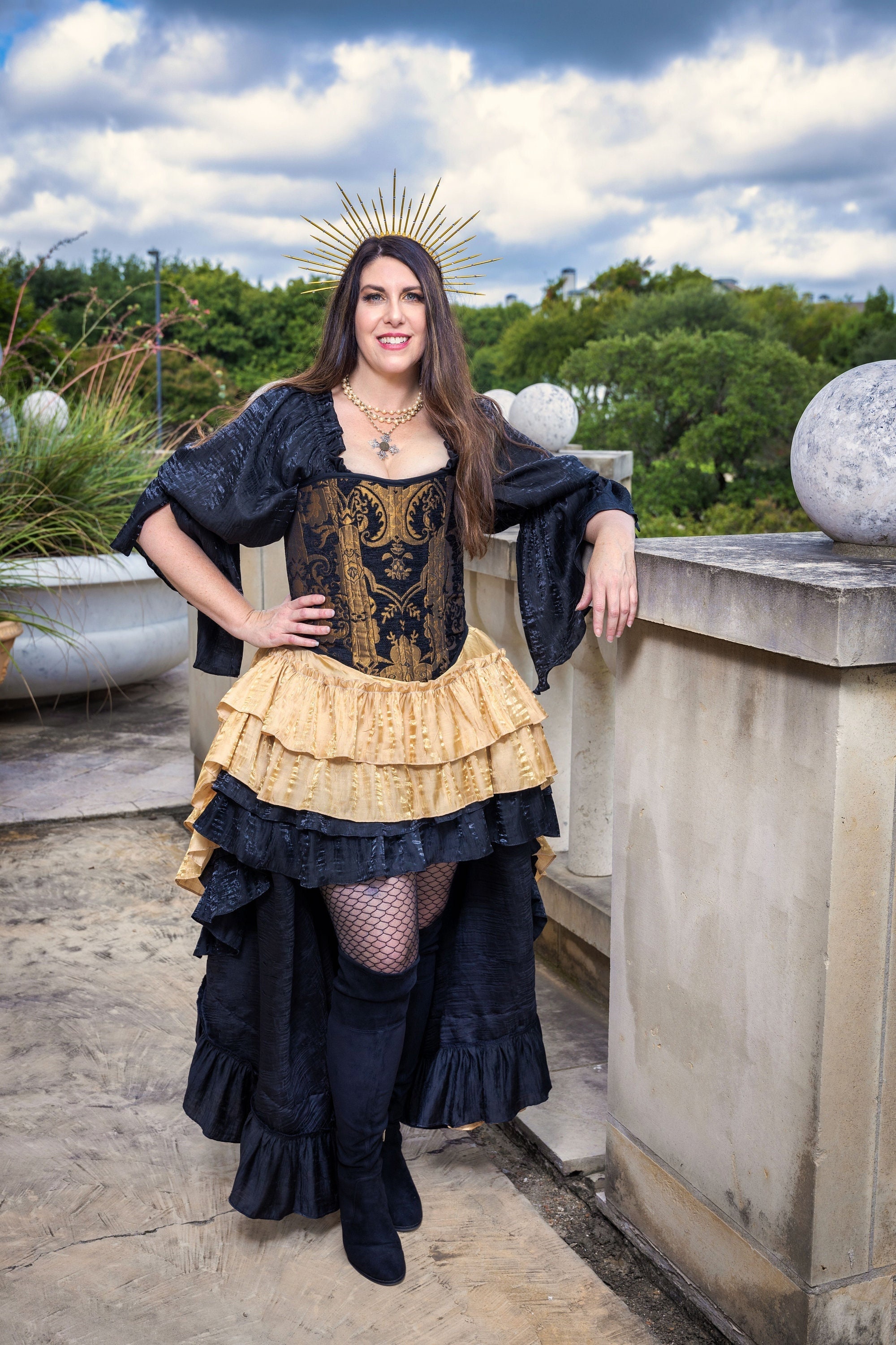 Disfraz de pirata de mujer Renacimiento Campesino Top Corsé