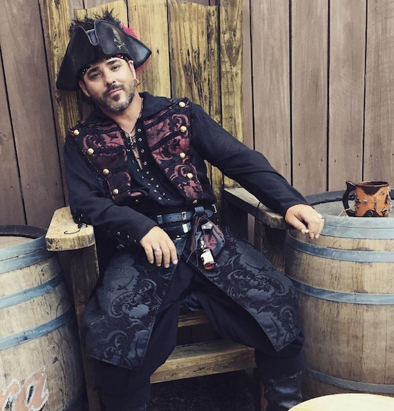Pirate Set Adult Black Hat Waistcoat Belt Pirate Set Adult Black Hat Waistcoat Belt
