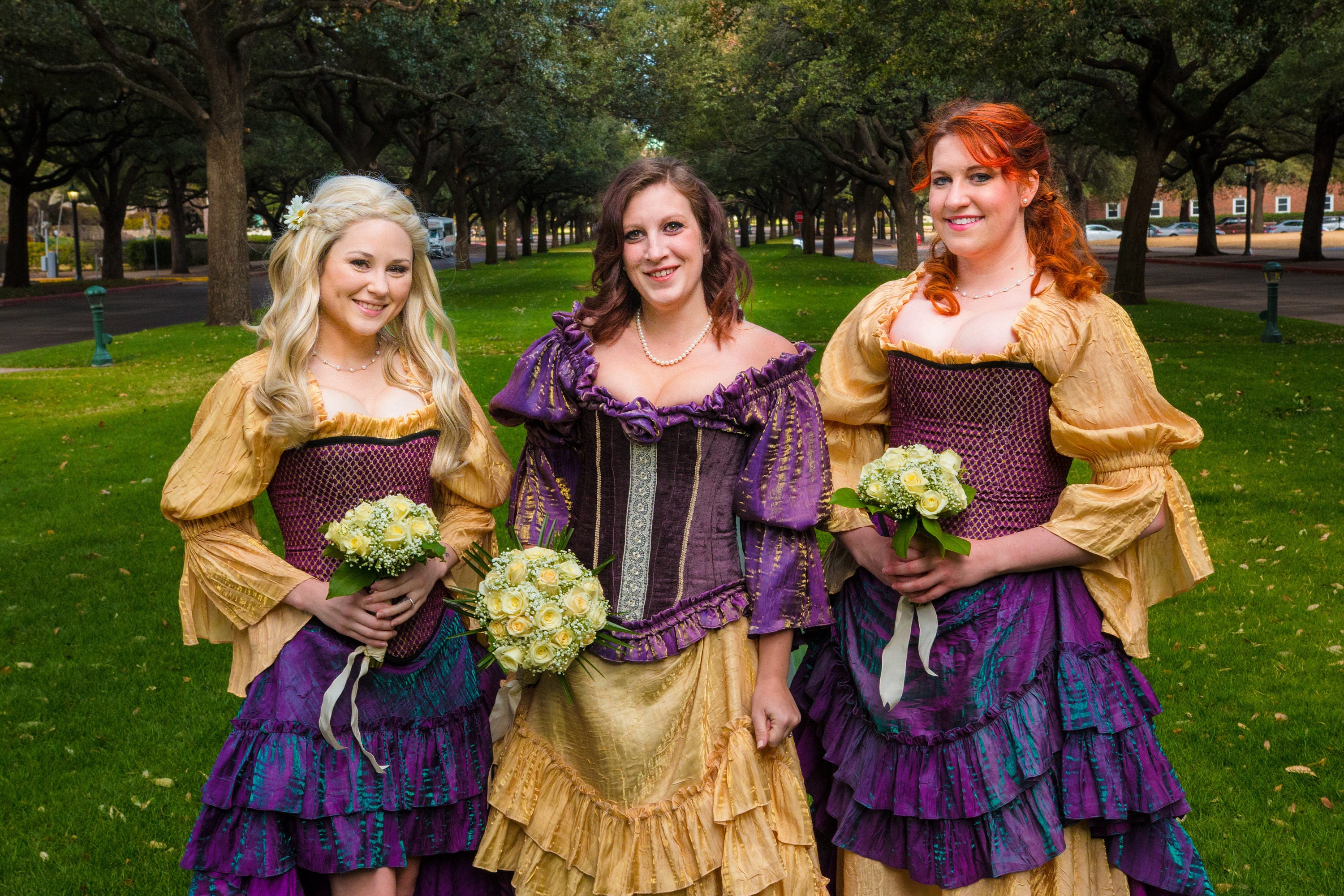 halloween costumes bridesmaid dresses Halloween Costume Party Wedding with Rainbow Bridesmaids  Rock n Roll Bride