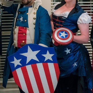 Colonial Captain America Vest, Superhero, Cosplay, Steampunk Super Hero, Revolutionary War Cap, Military, Star Red White Stripes Vest Men image 4