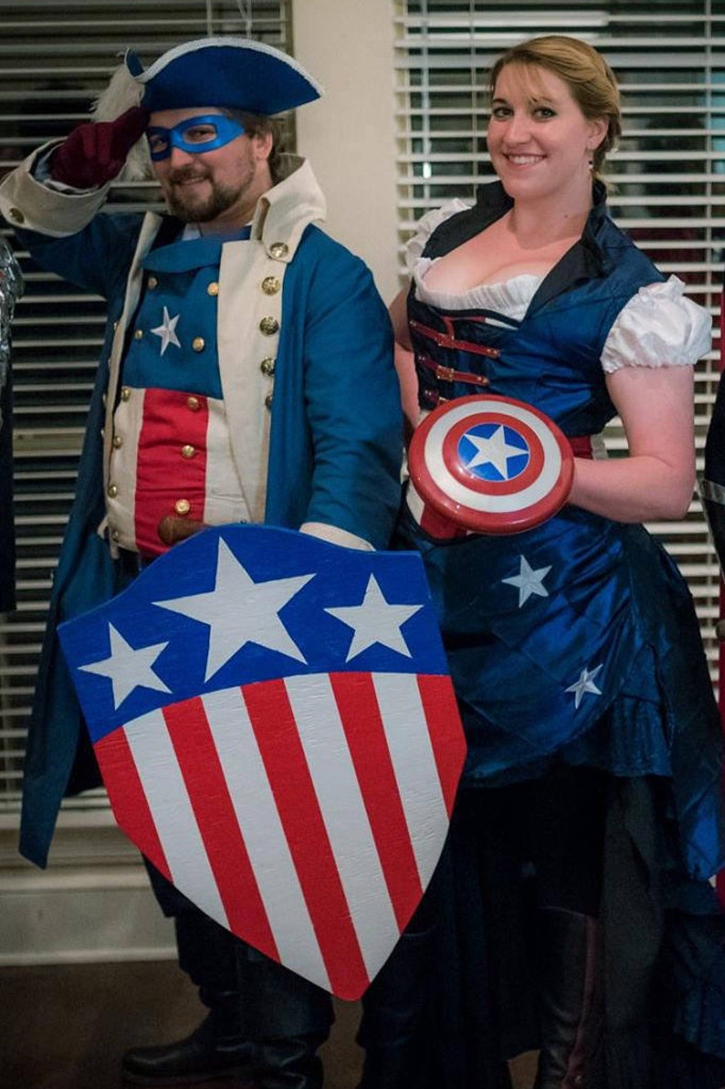 Colonial Captain America Vest, Superhero, Cosplay, Steampunk Super Hero, Revolutionary War Cap, Military, Star Red White Stripes Vest Men image 4