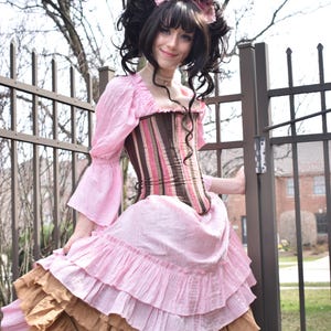 Camisa elegante rosa claro brillante, estilo hada, estilo victoriano romántico, blusa campesina medieval, camisa pirata renacentista, Ren Faire, algodón de azúcar