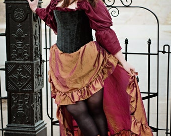 Burgunder Baumwolle Chemise, Steampunk Viktorianisch Cosplay, Renaissance Kostüm, Western Bluse, Dustpunk, Mittelalter BauernBluse, Piraten Hemd