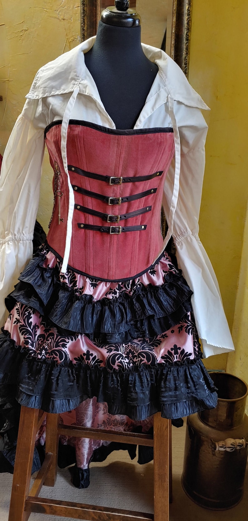 Blusa pirata, química de algodón, blusa campesina, mangas angulares del ala, camisa de vestuario, steampunk, victoriano, renacimiento, occidental, hada, camisa imagen 2