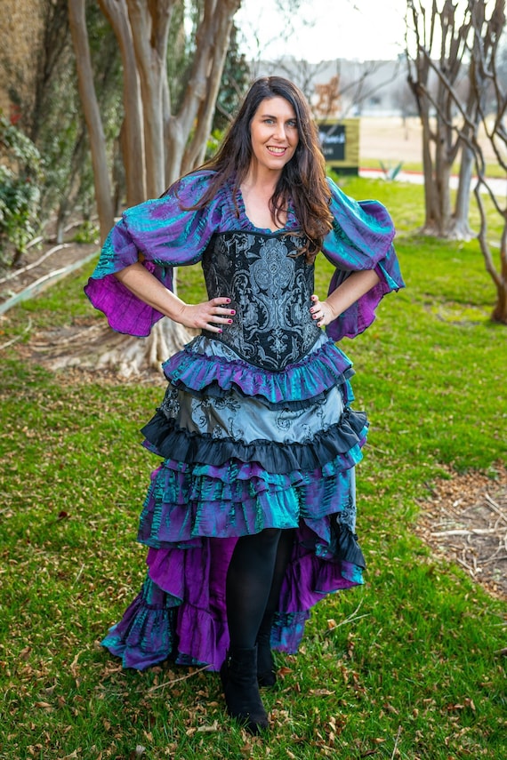 Steampunk Purple and Silver With Black Corset Costume Pirate 