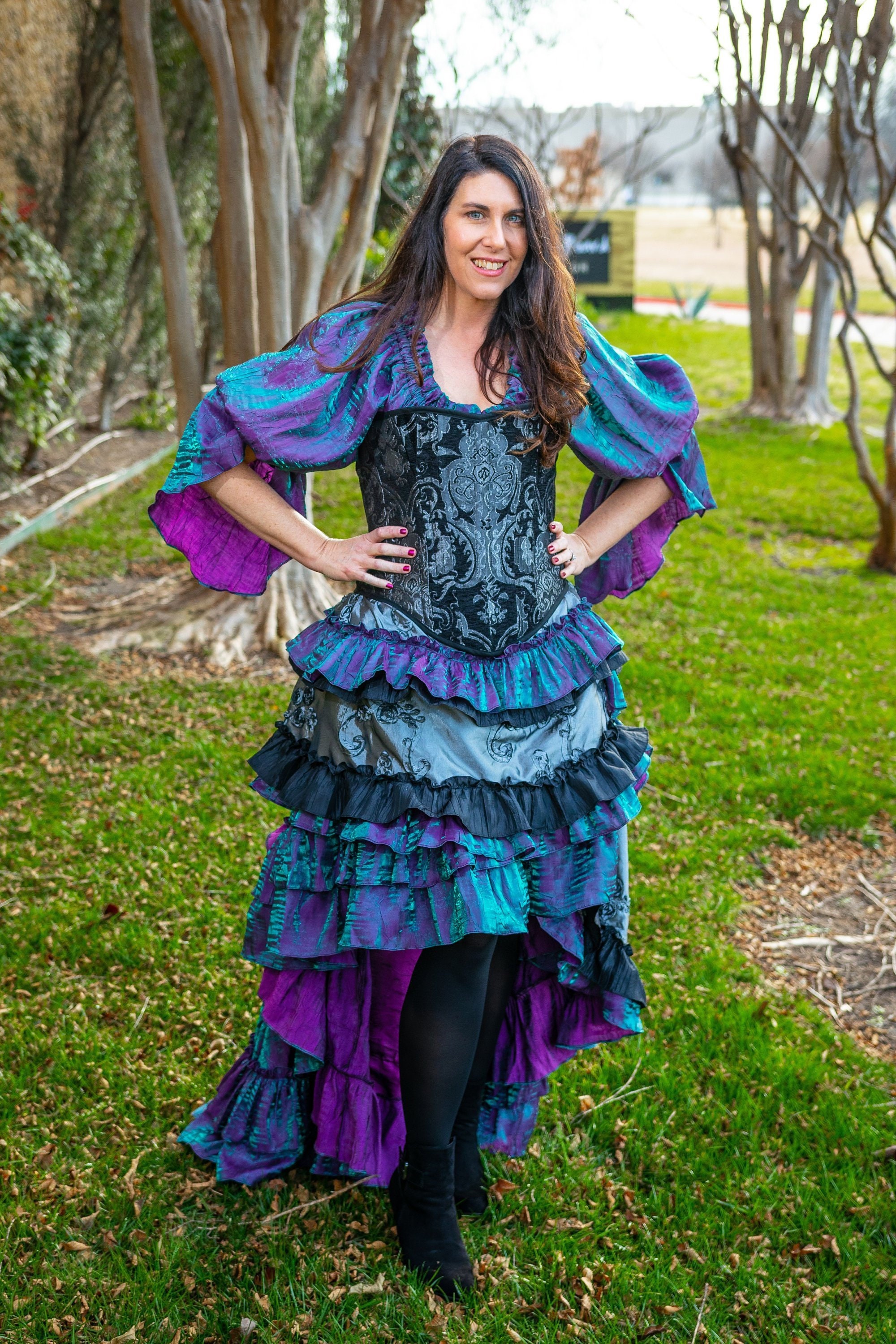 Steampunk Purple and Silver With Black Corset Costume Steampunk Purple and Silver With Black Corset Costume