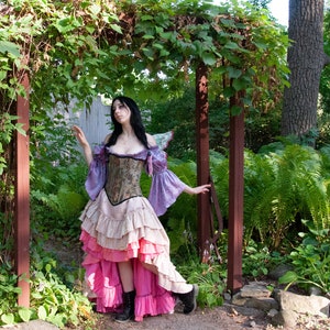Flamingo Pink Fancy Saloon Skirt, Pink, Steampunk, Victorian, Renaissance Festival, Ren Fair, Fairy, Costume, Cosplay, Ruffle Skirt,