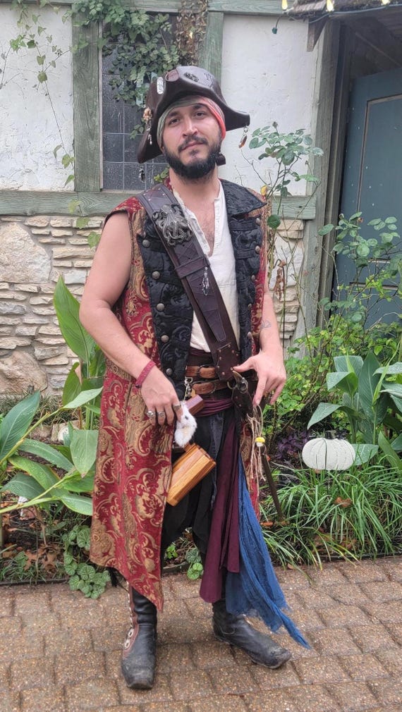 Red and Gold Pirate Jacket With Black, Pirate Jacket, Wizards Coat