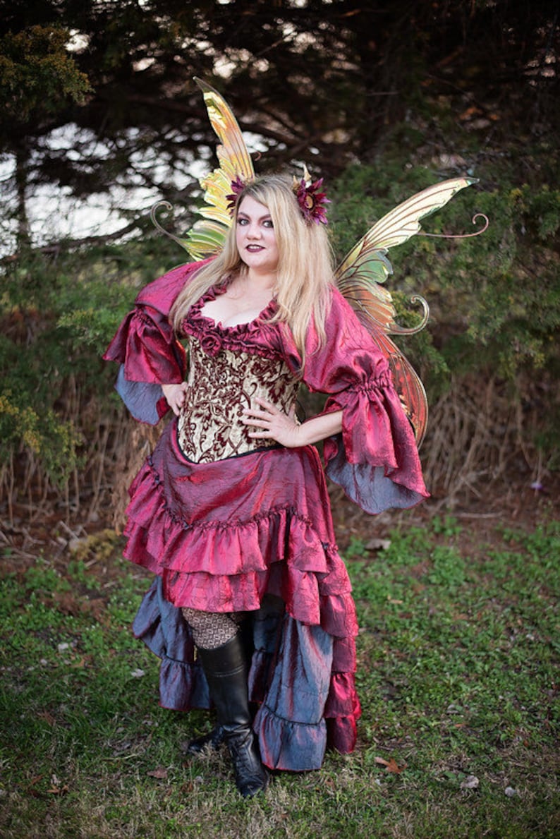 Burgundy and Cream Corset Fairy Costume Renaissance Faire Etsy