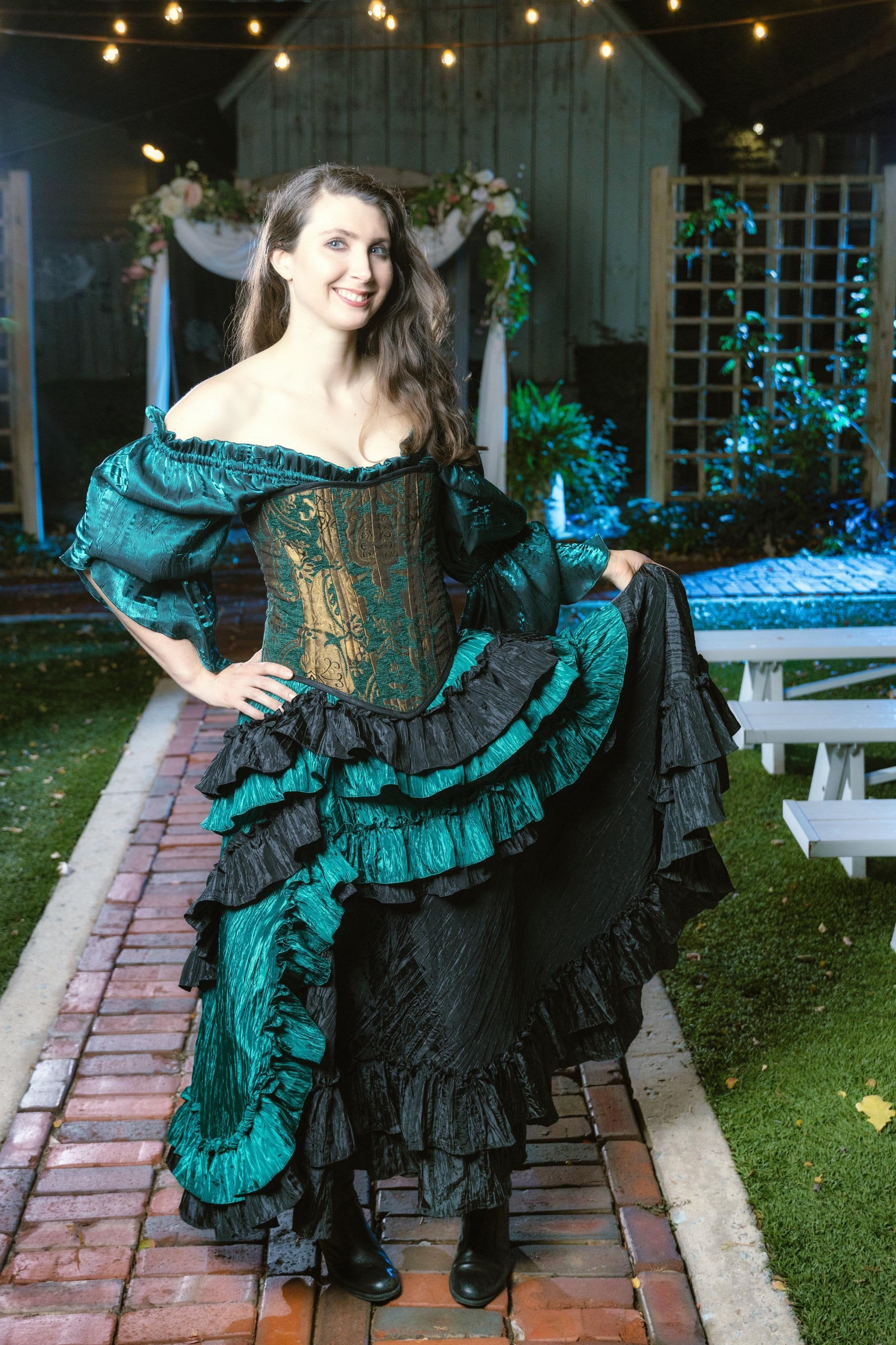 Renaissance Green and Gold Corset, Victorian, Renaissance Festival, Fairy, Ren Fair, Costume, Steel Boned Corset, Fairy, Pirate Renaissance Green and Gold Corset, Victorian, Renaissance Festival, Fairy, Ren Fair, Costume, Steel Boned Corset, Fairy, Pirate