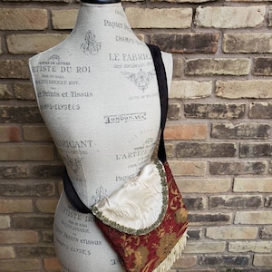 Tapestry Purse, Renaissance, Victorian, Ren Faire, Cosplay, Brocade, Christmas Gift Red and Gold