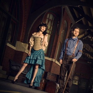 Teal Saloon Girl Skirt, Cotton, Steampunk, Renaissance Festival, Ren Fair, Ruffle Skirt, Turquoise, Pirate, Airship, Victorian, Long Western