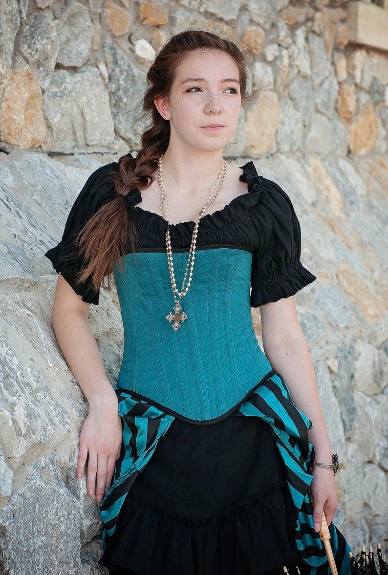 Black Short Sleeve Chemise, Steampunk, Victorian, Renaissance, Medieval, Western, Dustpunk, Peasant Blouse, Pirate, Fairy, Shirt image 1