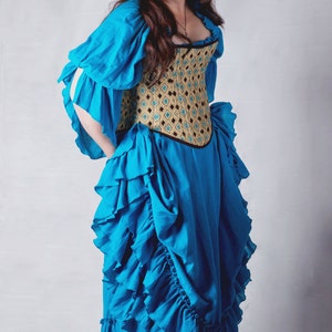 Teal Saloon Girl Skirt, Steampunk, Renaissance, Fairy, Victorian, Medieval, Western, Ruffle Skirt, Cotton, Costume, Fairy Cosplay, Ren Fair