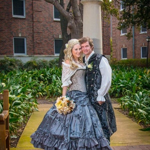Groom, Silver and Black Tails Jacket, Vest, English Wedding, Prince Charming, Steampunk, Victorian, Renaissance, Pirate, Halloween, Costume