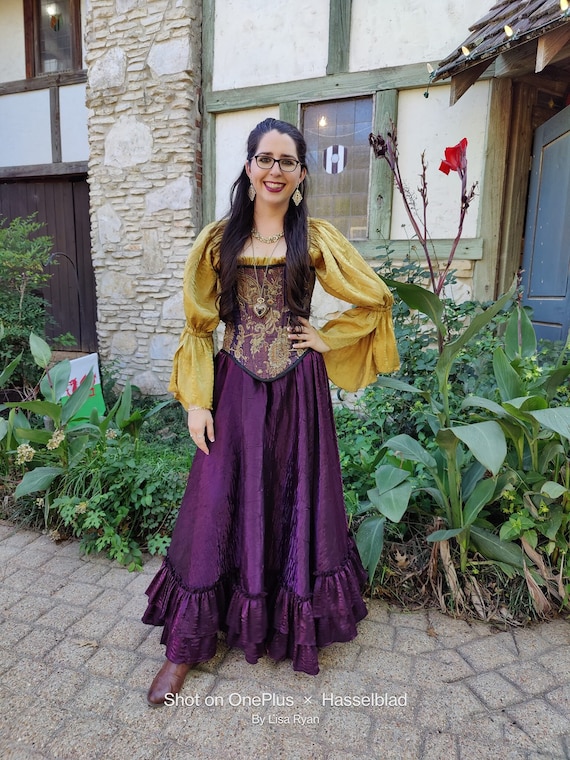 Dark Gold Fancy Chemise, Fall Colors, Cosplay, Steampunk, Victorian,  Renaissance, Western, Peasant Blouse, Pirate, Fairy, Costume - Etsy