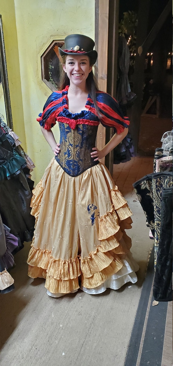 Blue Gold Corset Snow White Steel Boned Steampunk | Etsy