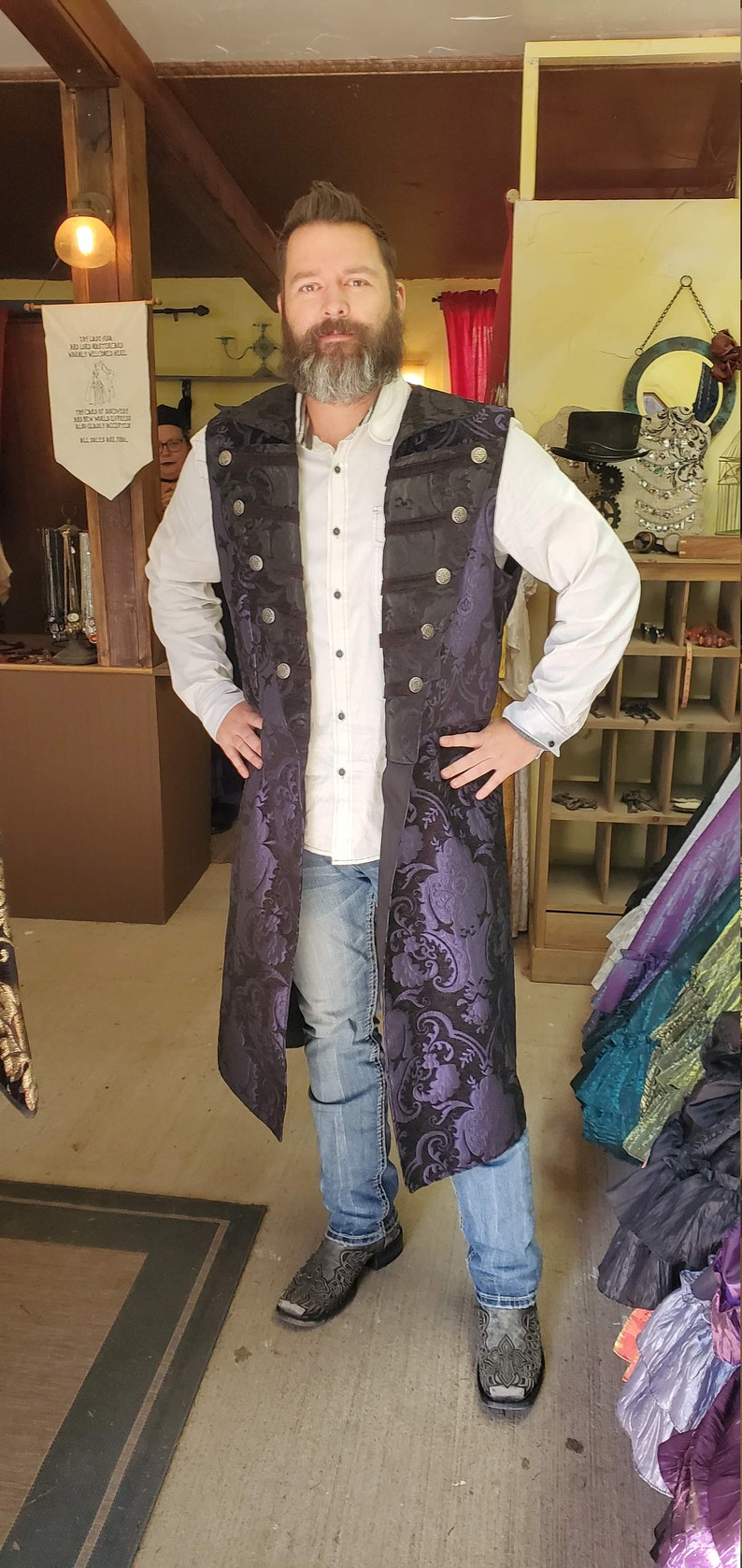 Choose Your Colors Pirate Jacket, Black and Red, Gold, Silver, Blue, Purple, Brown, Steampunk, Victorian, Airship, Captain, Ship, Tails Purple and Black