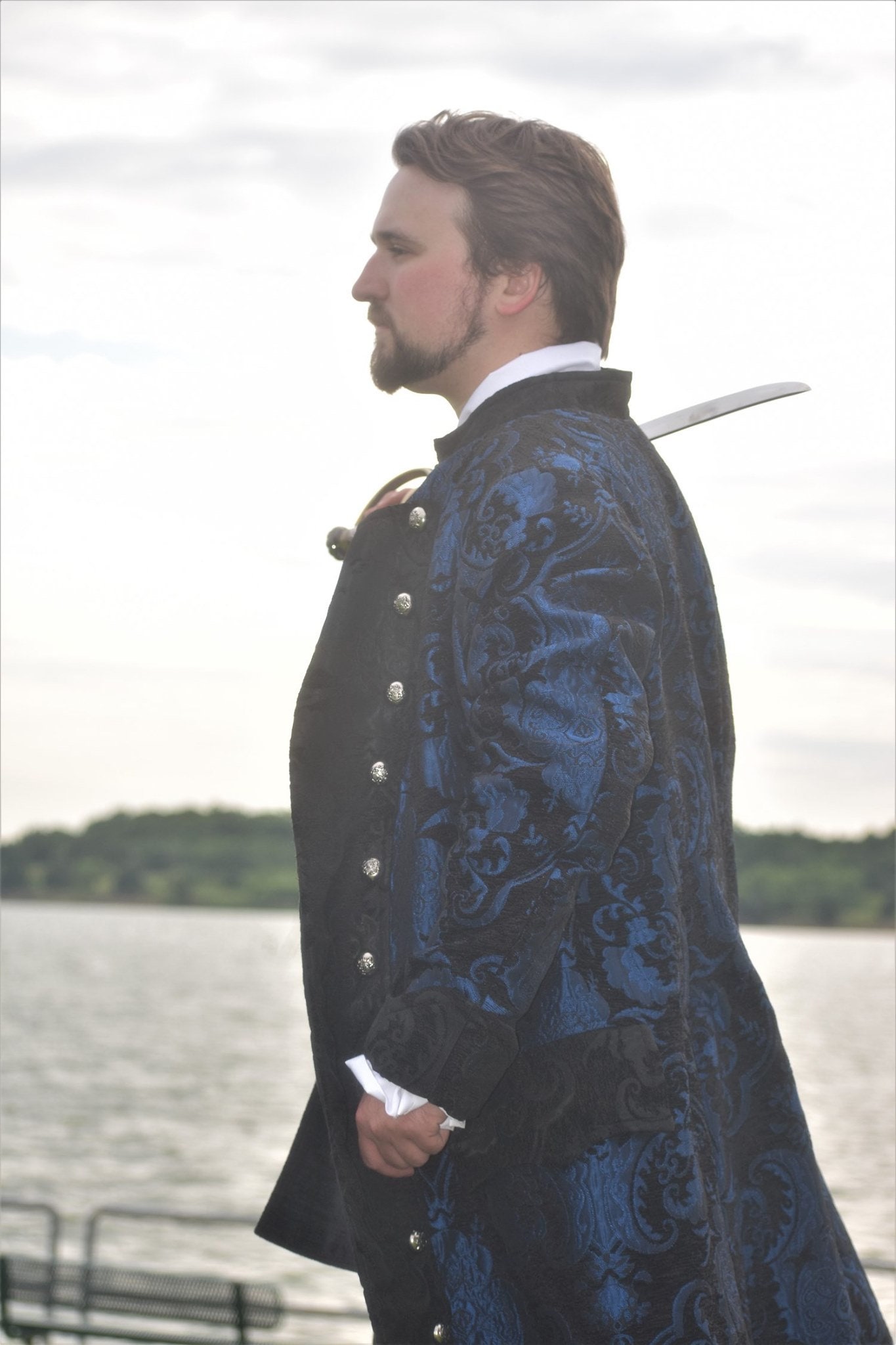 Blue and Black Captains Coat, Pirate, Renaissance, Victorian, Steampunk ...