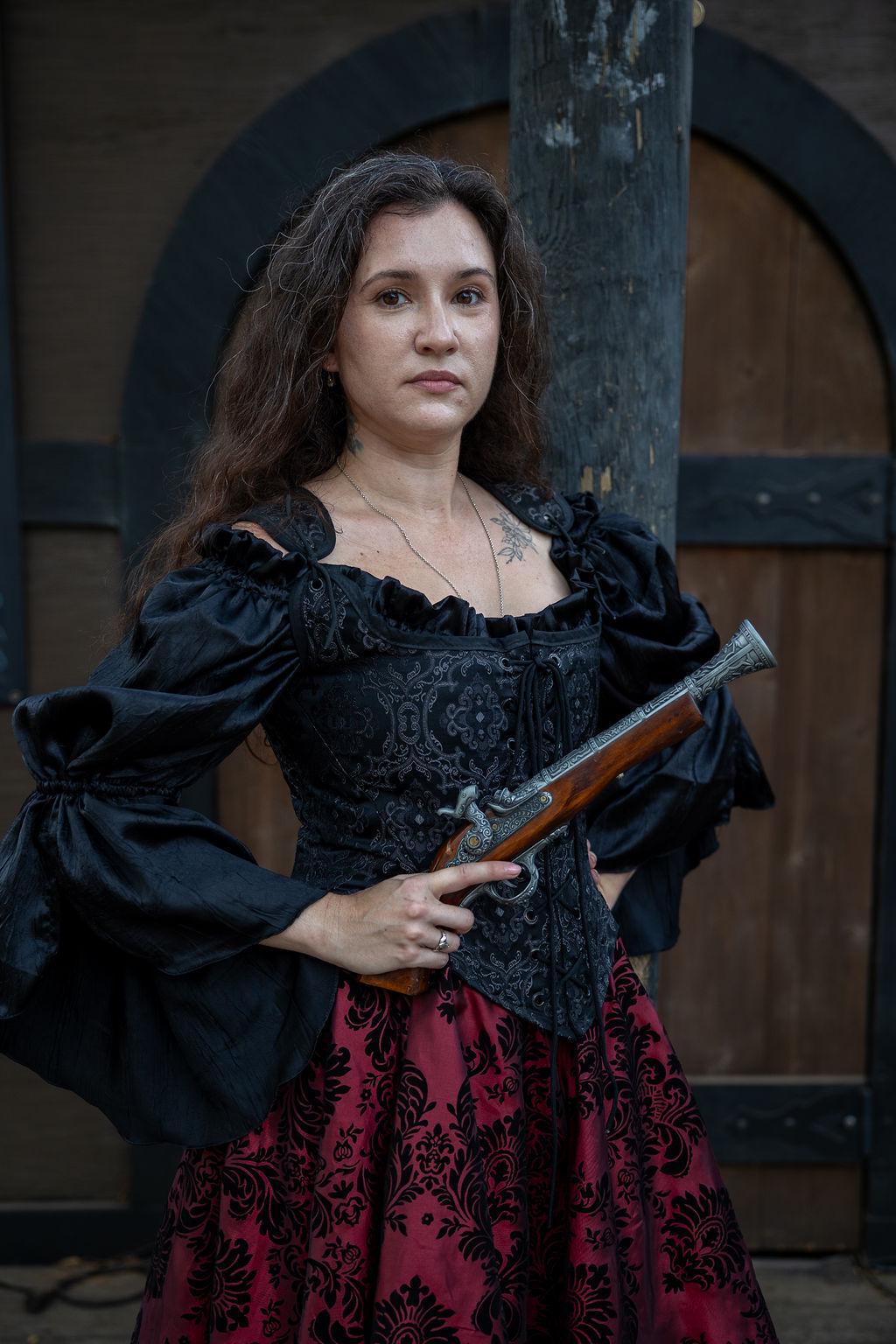 Womens black pirate dress