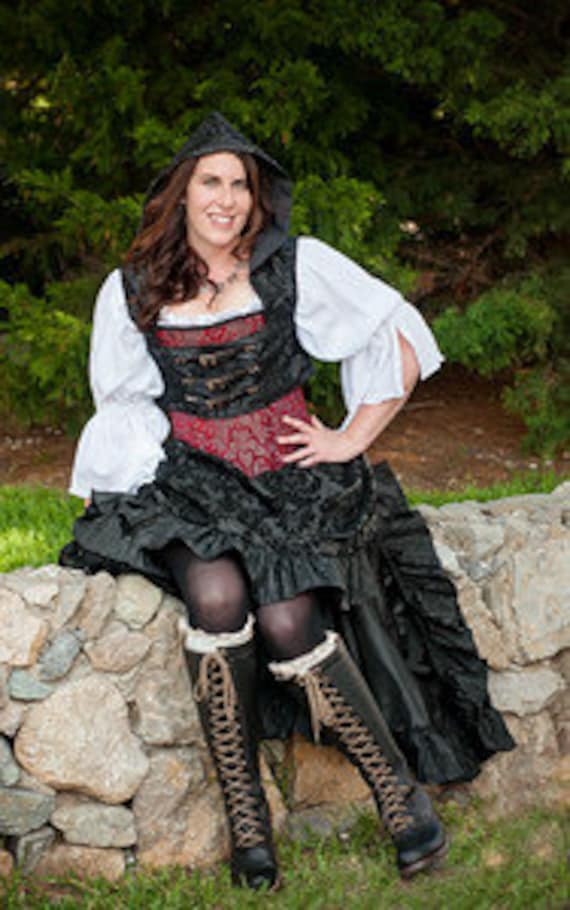 Steampunk Corset Dress Brown Pirate Costume Woman Skirt Plus Size