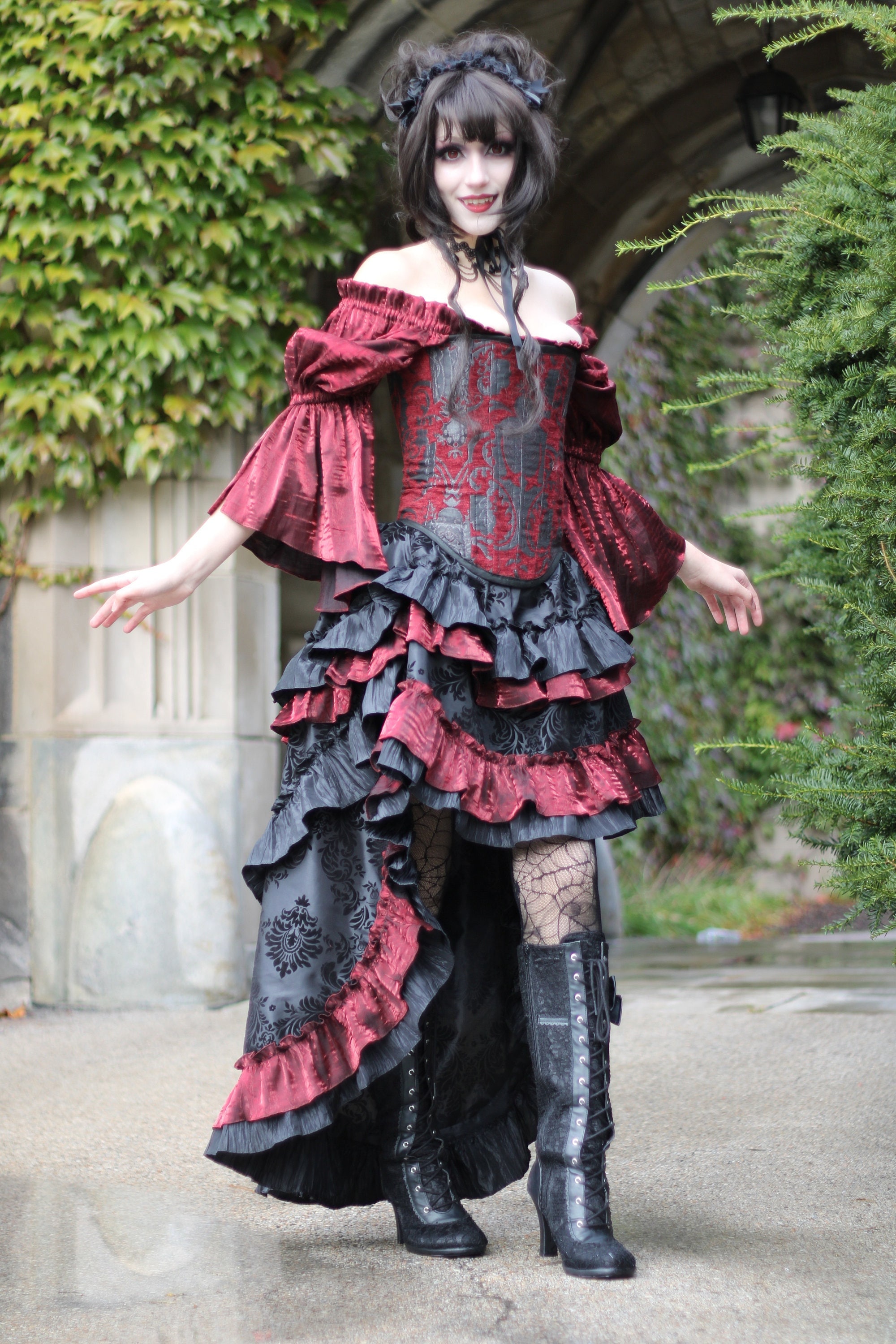 Womens Princess Maxi Cape Masquerade Gothic Vampire Costume Nightclub  Vintage