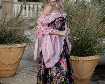 Ophelia Dress, Gold Embroidered Renaissance Gown, Floral Court Dress