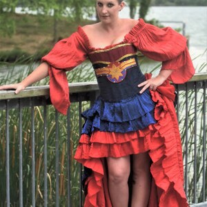 Red Fancy Saloon Skirt, Renaissance Faire Costume, Ren Fest Cosplay, Traveler, Pirate, Princess, Long Skirt, Circle Skirt image 6