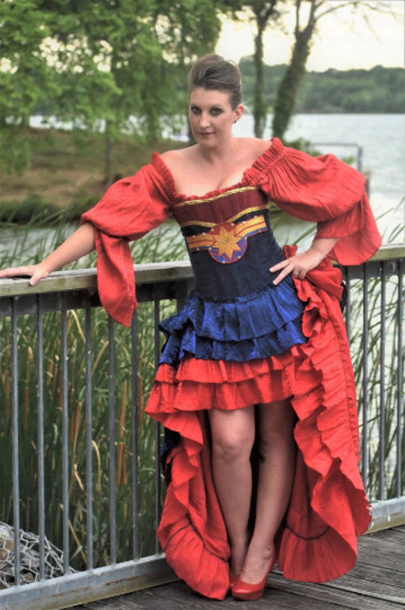 Red Fancy Saloon Skirt, Renaissance Faire Costume, Ren Fest Cosplay, Traveler, Pirate, Princess, Long Skirt, Circle Skirt image 6